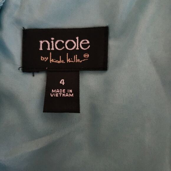 NICOLE BY NICOLE MILLER Green Teal Eyelet Sleeveless A-line Mini Dress Size 4 - Picture 8 of 10